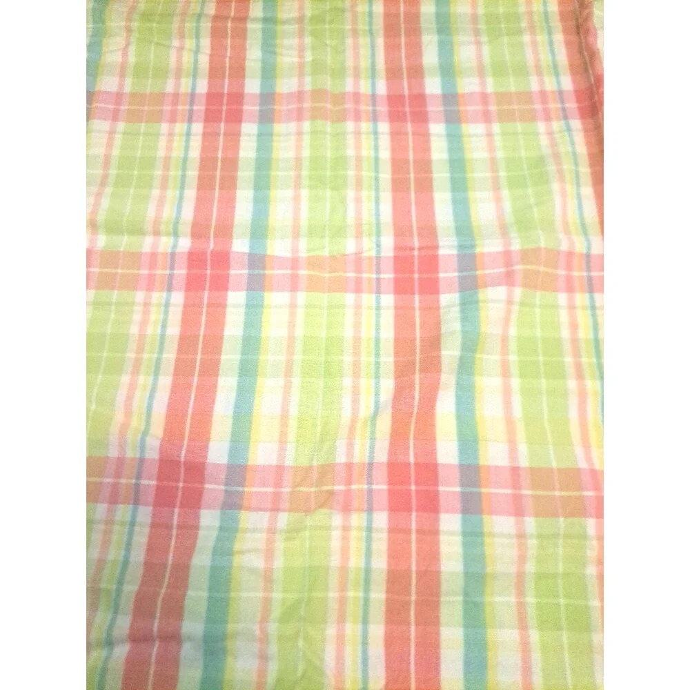 NEW Kohls Blossoms & Blooms Tablecloth Pastel Plaid Pink Green Easter NWOT 60x84